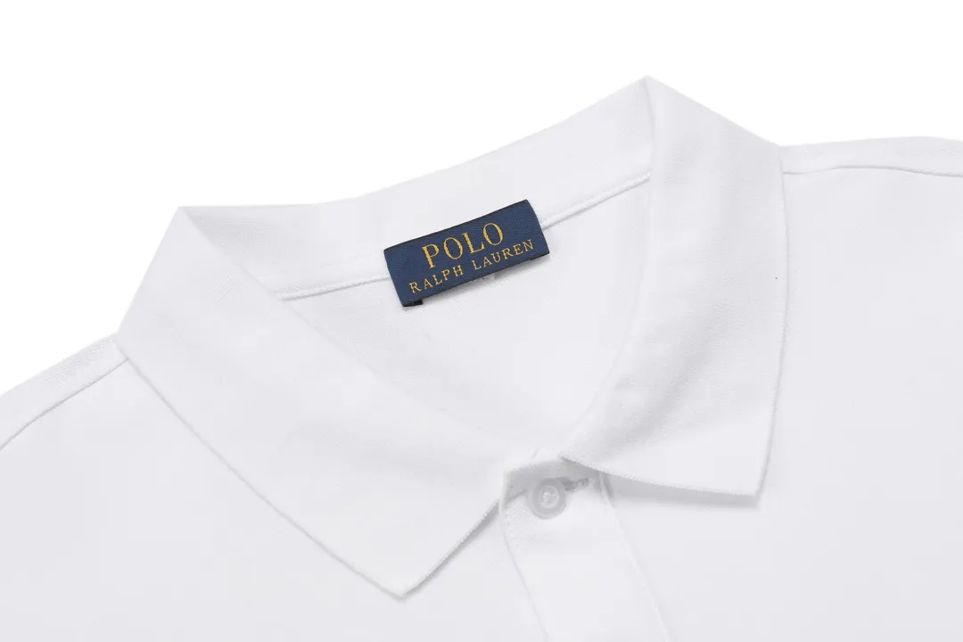 🅿️190 RALPH LAUREN 2025 new style classic polo embroidered little bee logo, same style for men and women, casual polo shirt ·Customized pique cotton fabric ·Imported Tajima machine embroidery technology ·Collar label, hangtag, main mark and three labels complete Color: White Size: M-XXXL